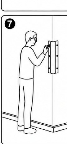 Panel 7 — press to confirm the piece is snug